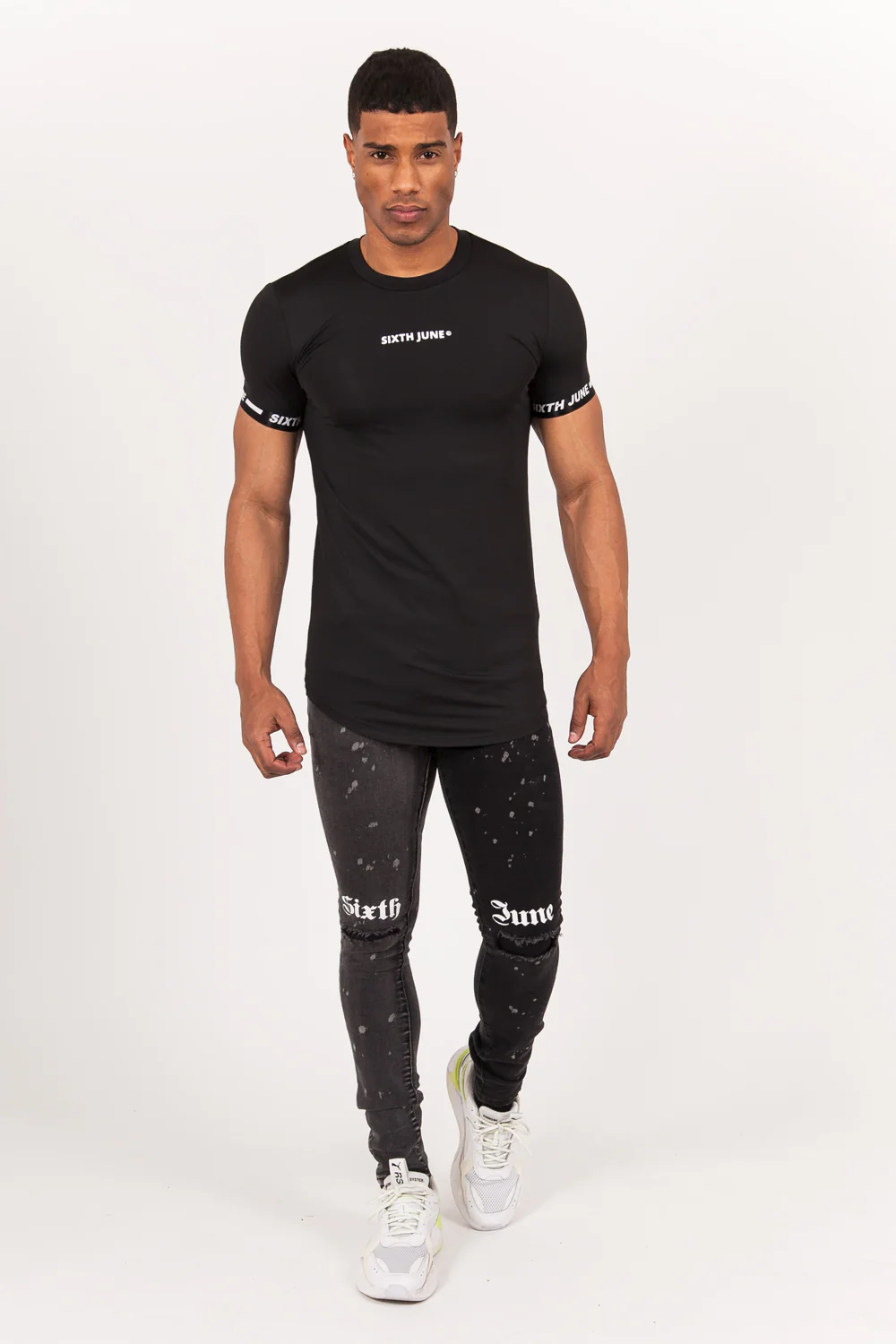 T-shirt moulant logo élastique noir - Image 5