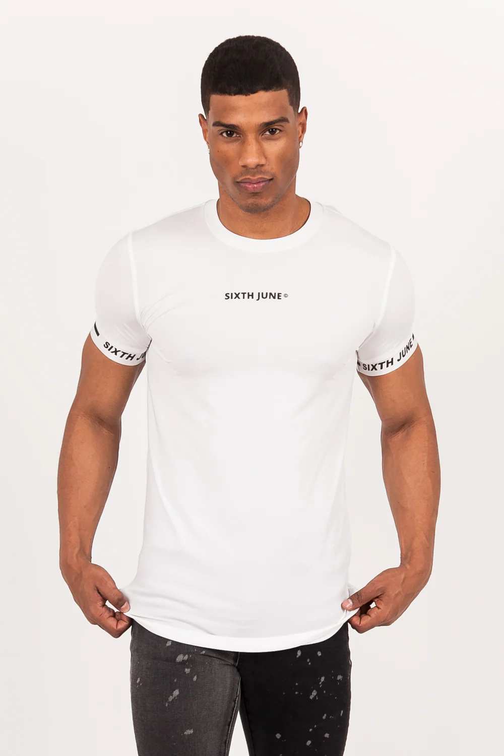 T-shirt moulant logo élastique blanc - Image 2