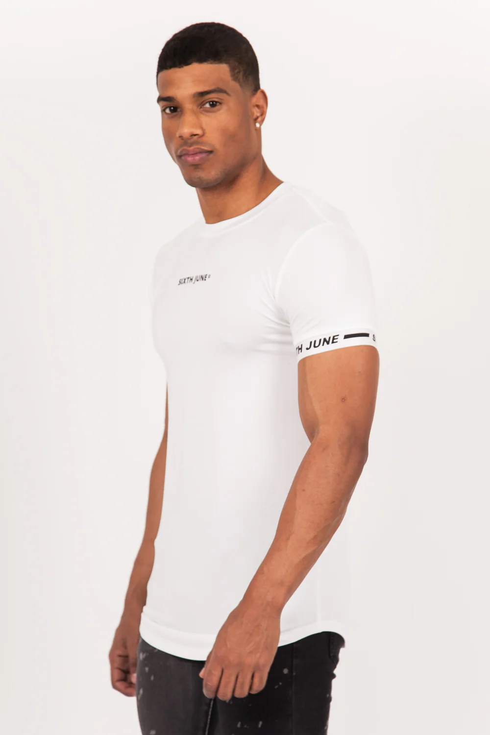 T-shirt moulant logo élastique blanc - Image 3
