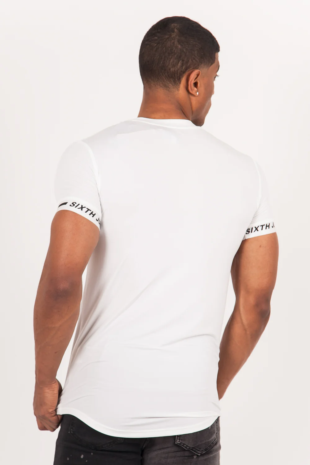 T-shirt moulant logo élastique blanc - Image 4
