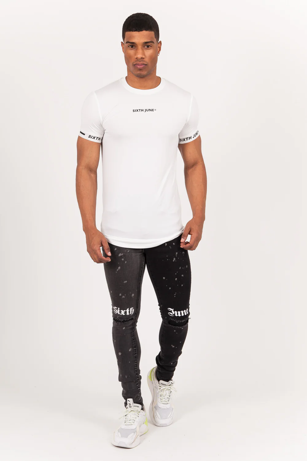 T-shirt moulant logo élastique blanc - Image 5