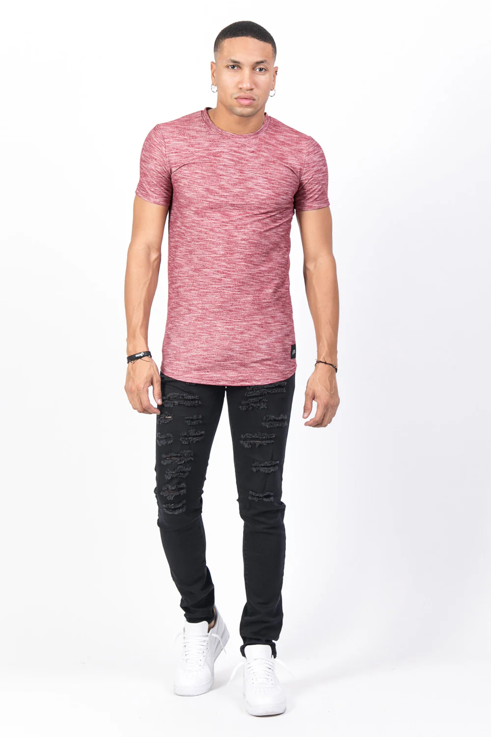 T-shirt moulant texturé bordeaux - Image 2