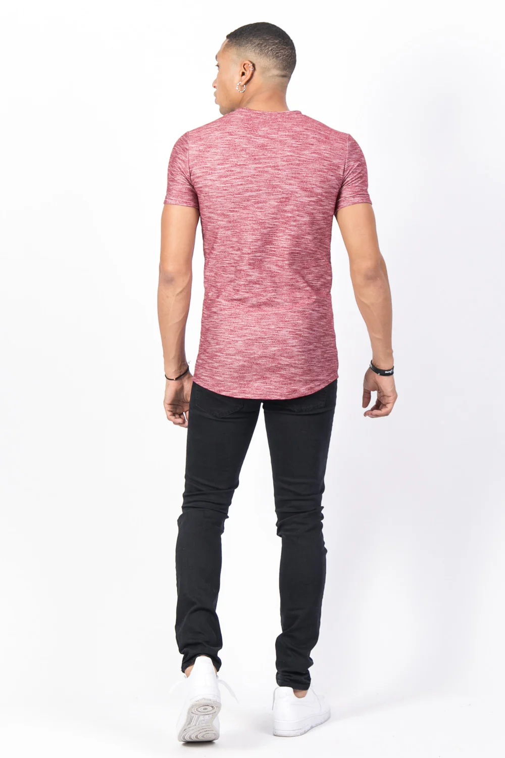 T-shirt moulant texturé bordeaux - Image 3