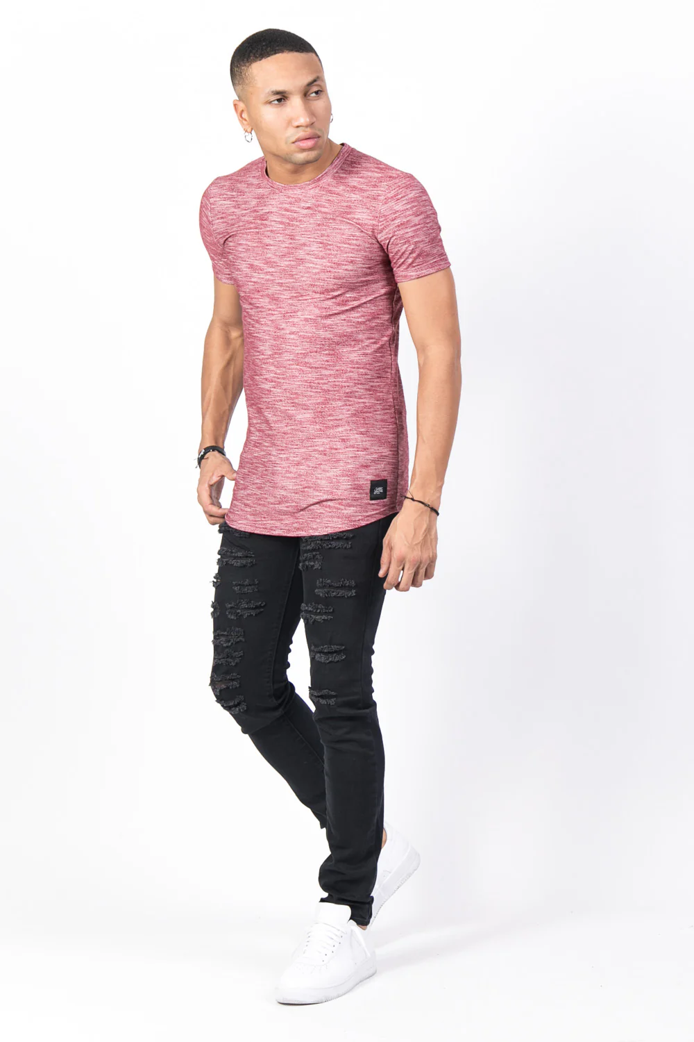 T-shirt moulant texturé bordeaux - Image 4
