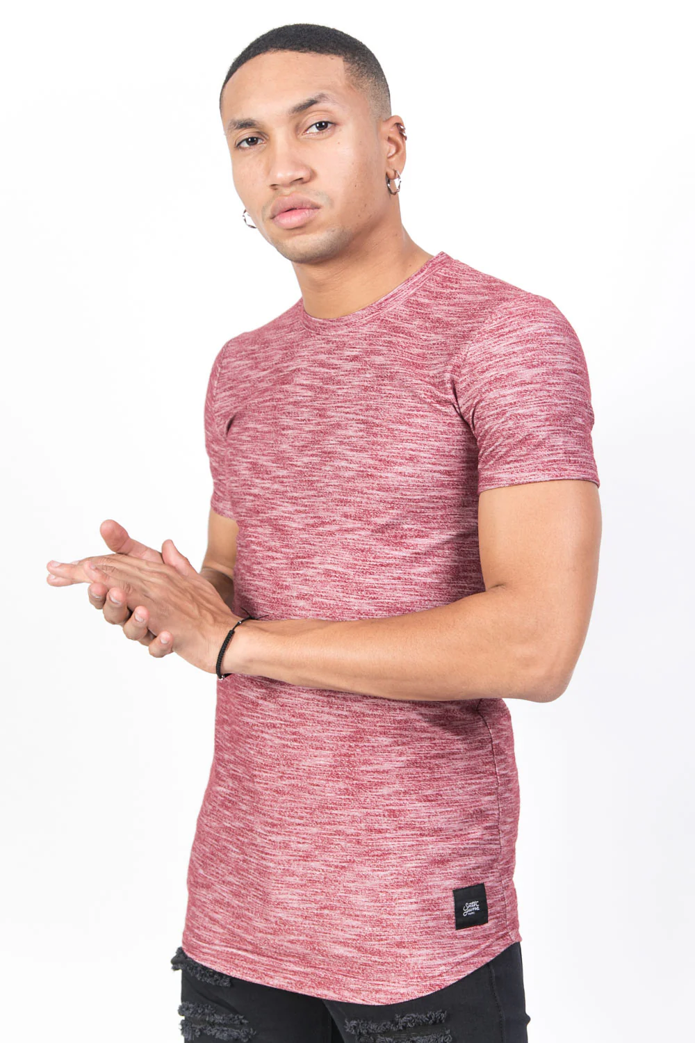 T-shirt moulant texturé bordeaux - Image 5