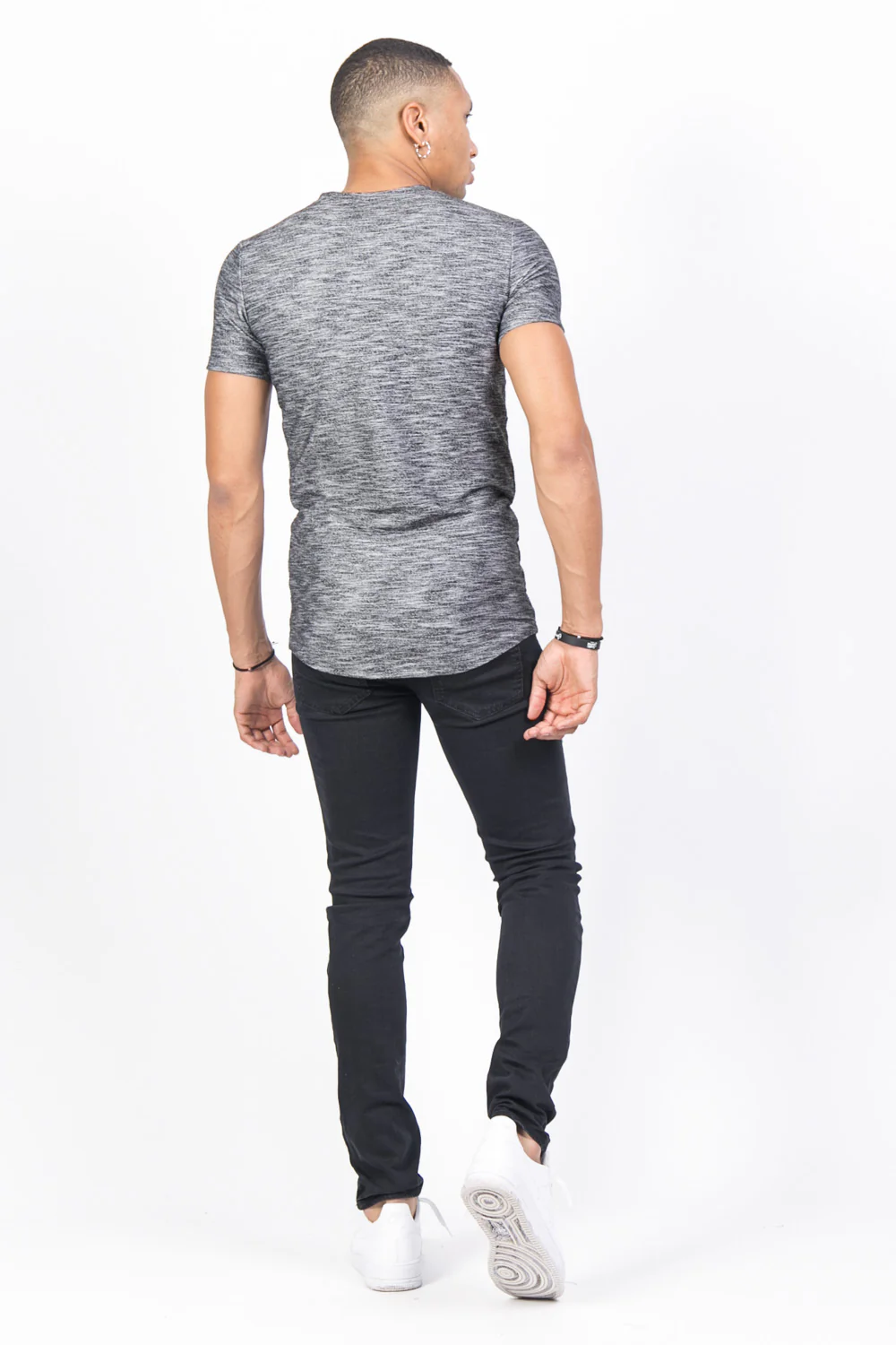 T-shirt moulant texturé noir - Image 5