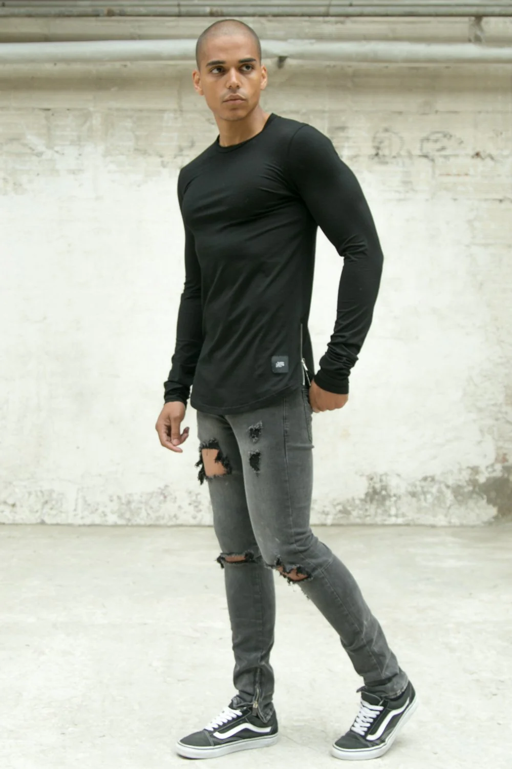T-shirt moulant zips noir - Image 3