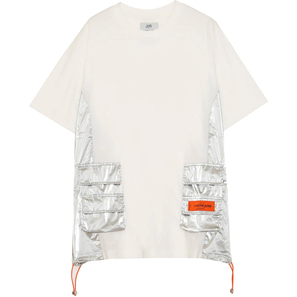T-shirt multi-poches brillantes blanc