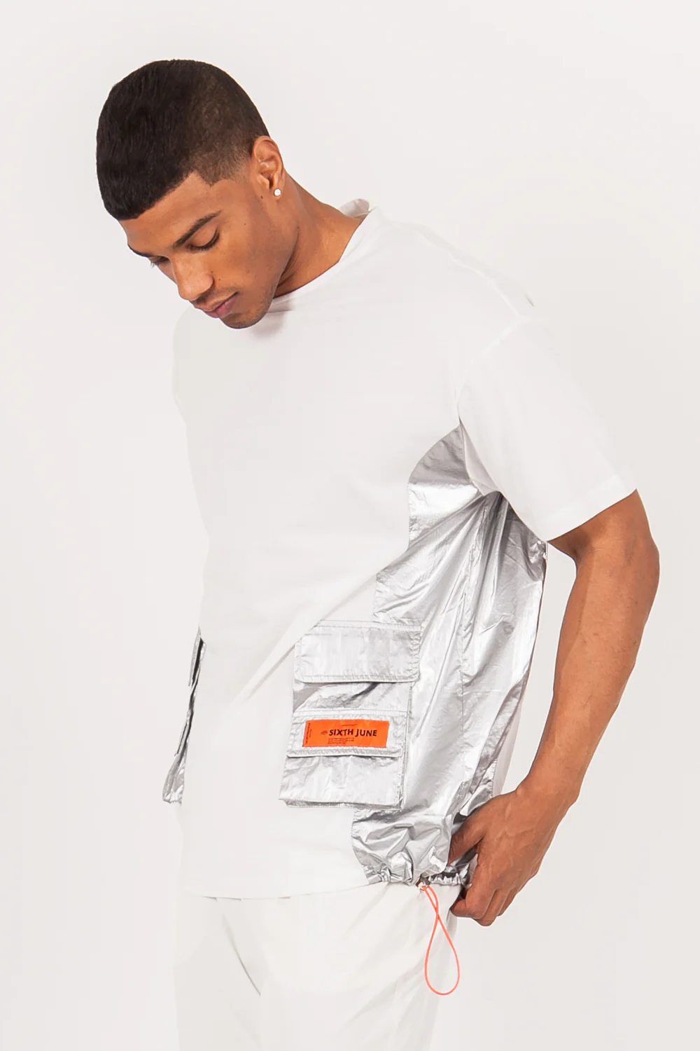 T-shirt multi-poches brillantes blanc - Image 4