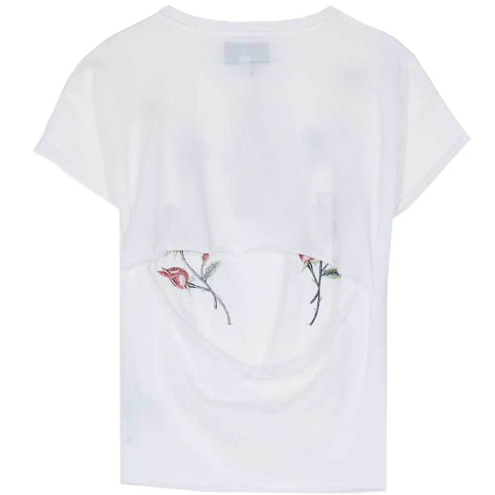 T-shirt ouvert roses guêpes blanc - Image 6