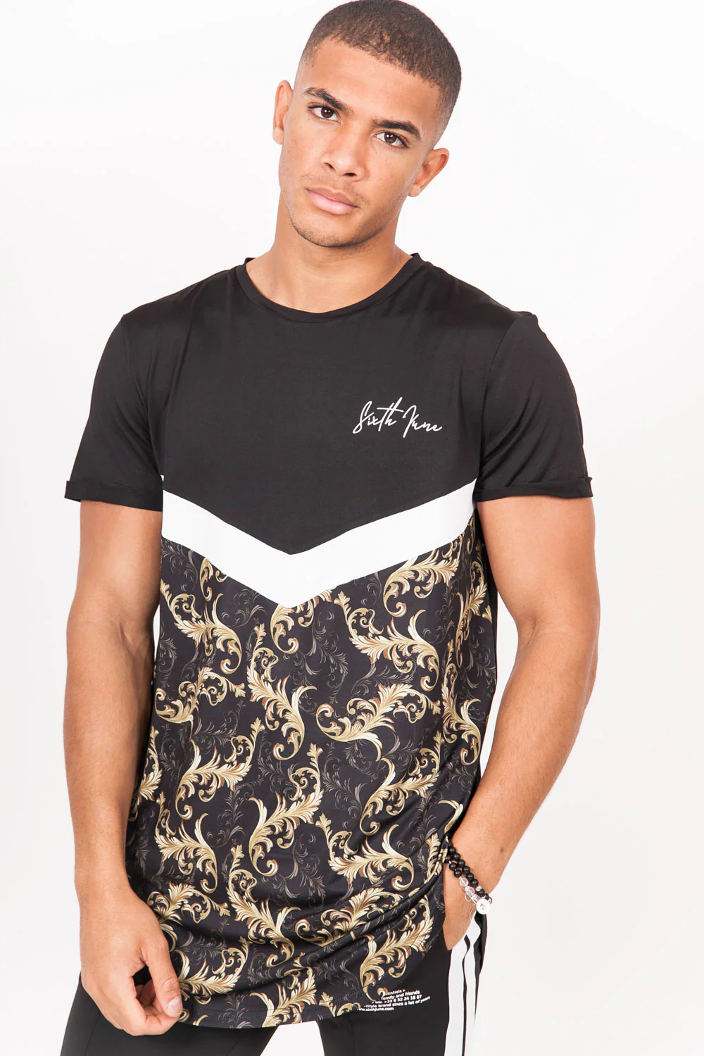 T-shirt oversize baroque noir blanc or - Image 2