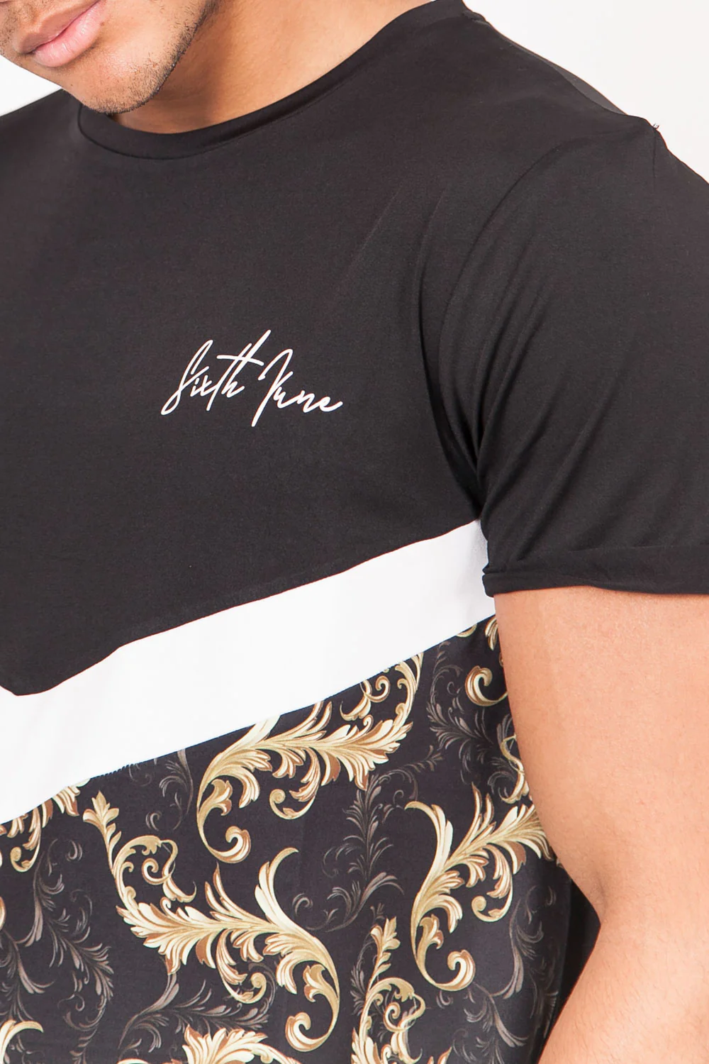 T-shirt oversize baroque noir blanc or - Image 3