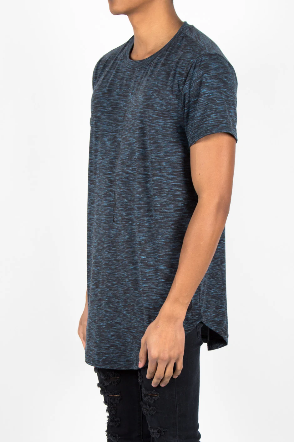 T-shirt rayé imprimé logo bleu - Image 2