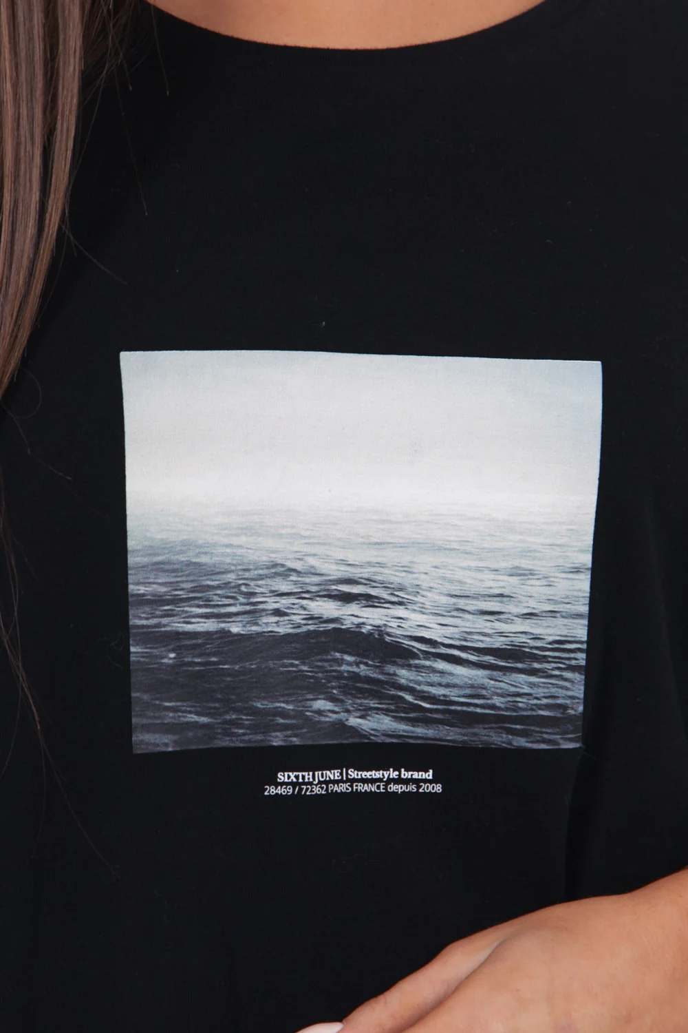 Robe t-shirt oversize imprimé océan noir - Image 3