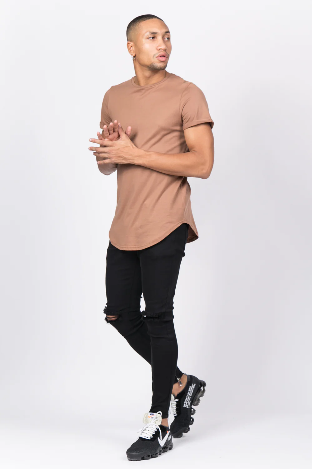 T-shirt oversize zip beige foncé 1146C - Image 3
