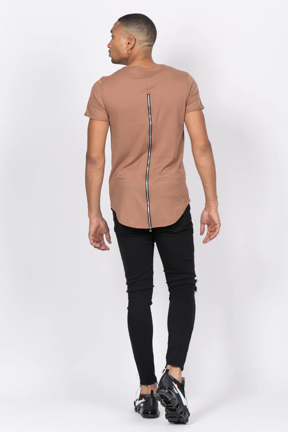 T-shirt oversize zip beige foncé 1146C - Image 4