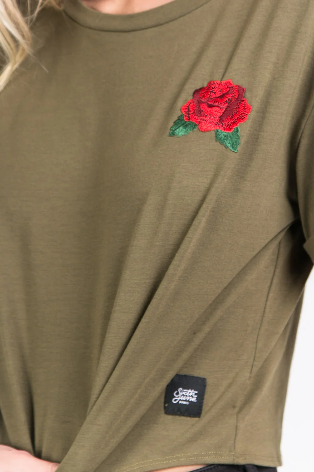 T-shirt patch poitrine à nouer kaki - Image 6