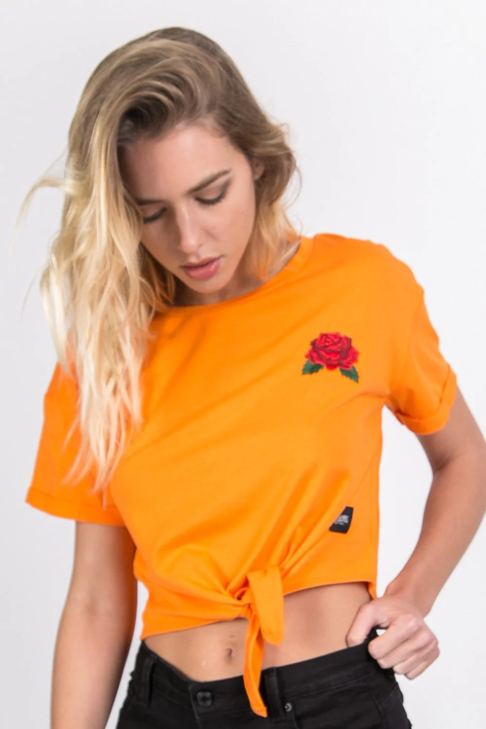 T-shirt patch poitrine à nouer orange - Image 5