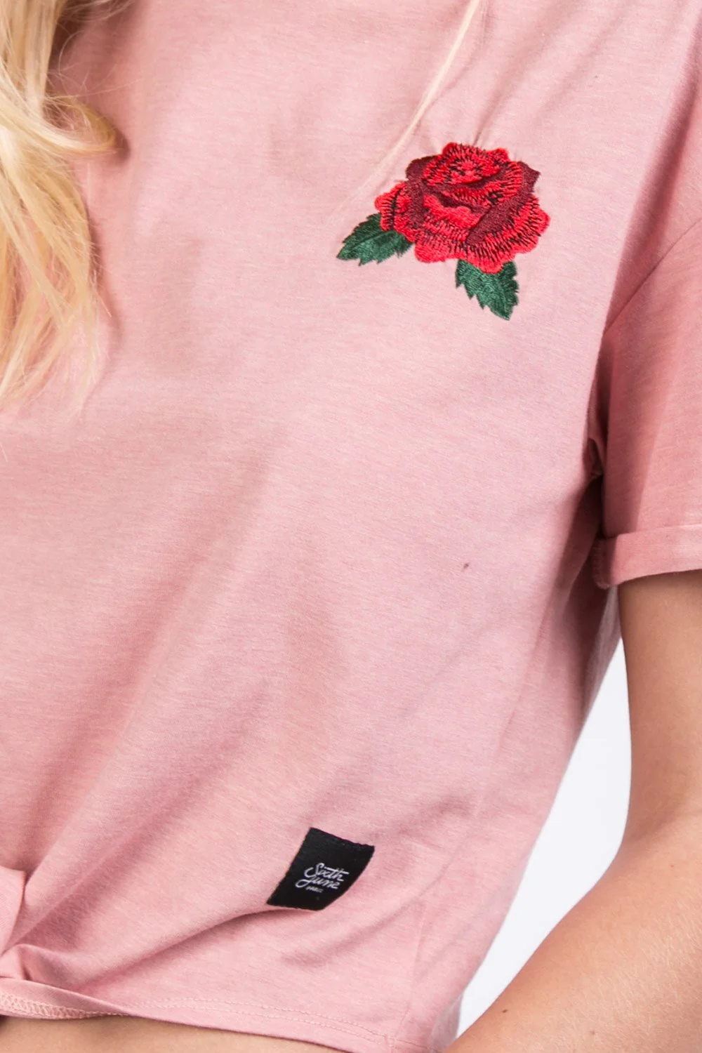 T-shirt patch poitrine à nouer rose - Image 3