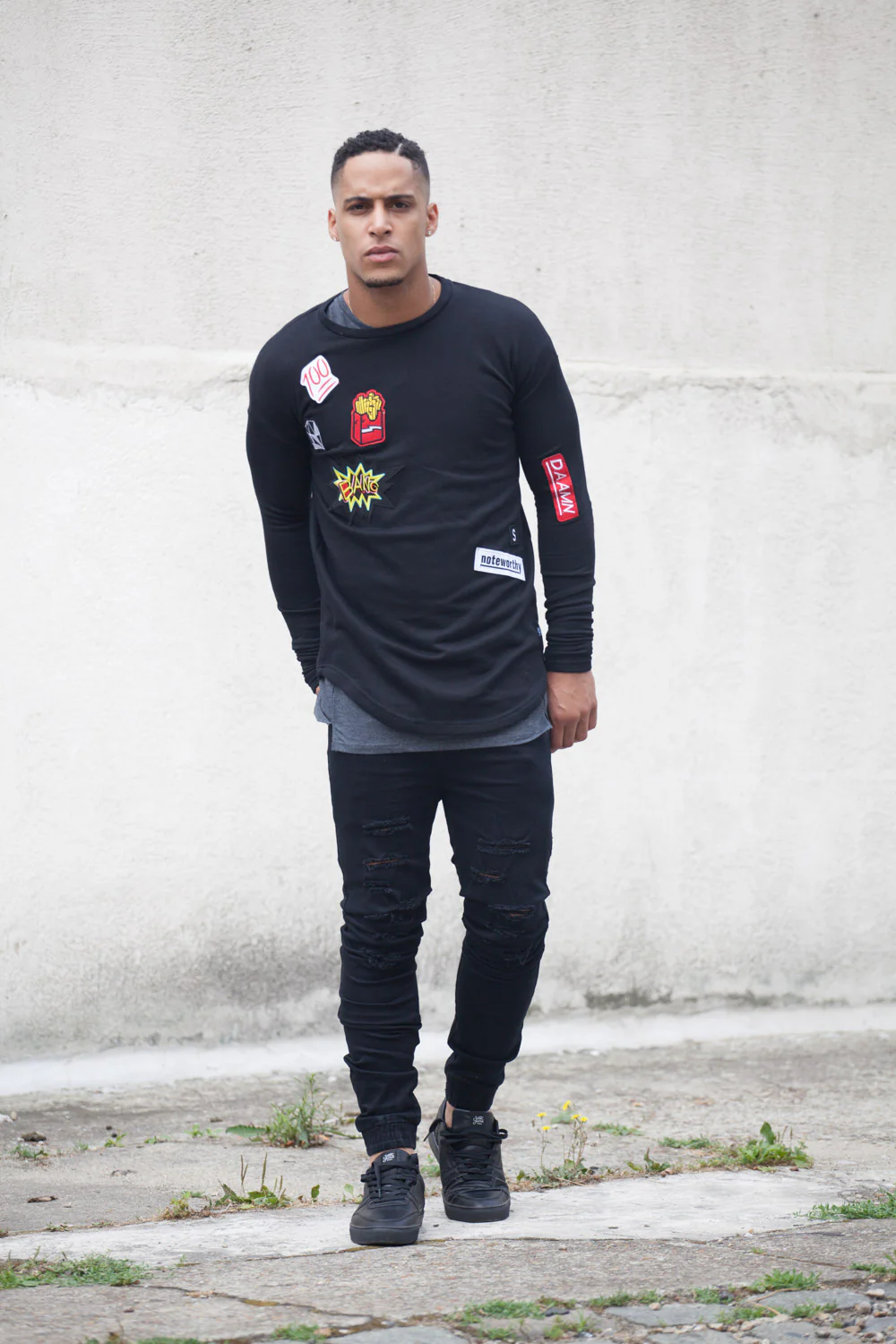 T-shirt patchs noir 1858C - Image 2