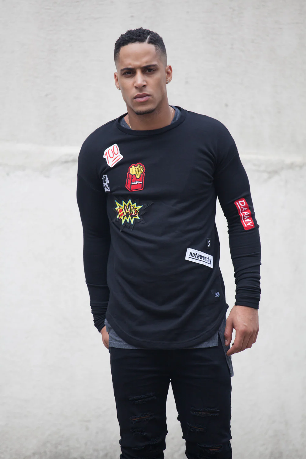 T-shirt patchs noir 1858C - Image 3