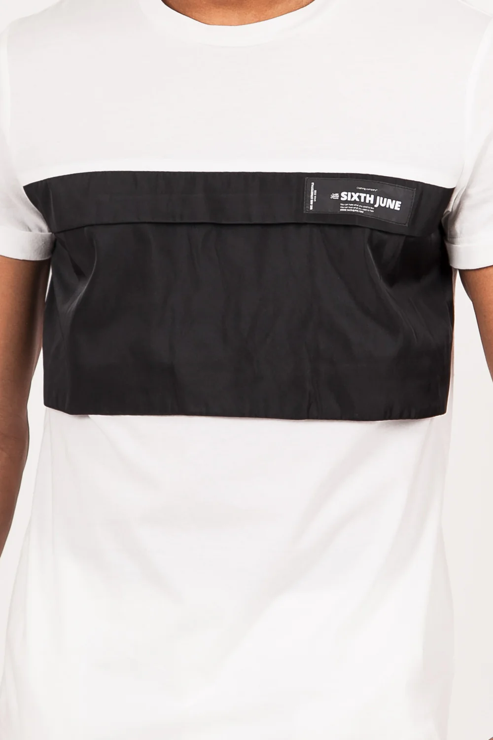 T-shirt bicolore poche centrale blanc - Image 3