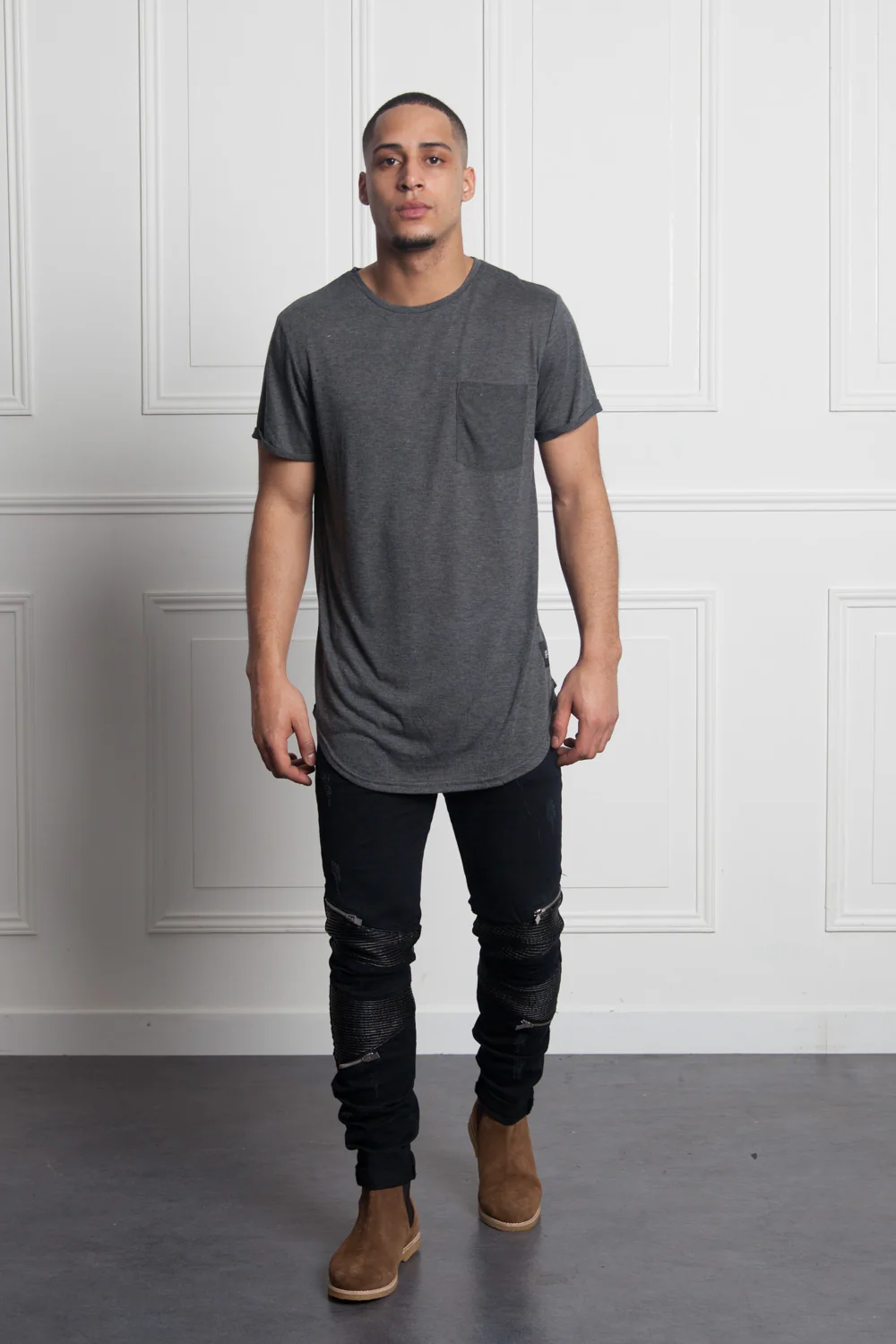 T-shirt chest pocket dark grey M2511VTS - Image 2
