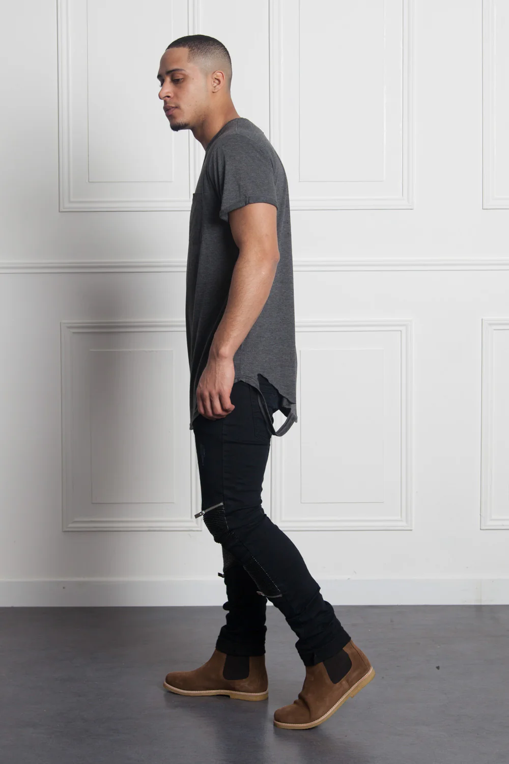 T-shirt chest pocket dark grey M2511VTS - Image 3