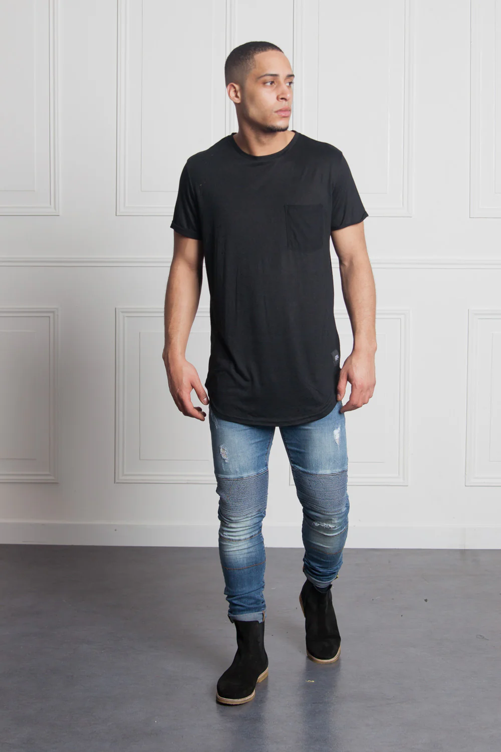 T-shirt chest pocket black M2511VTS - Image 2