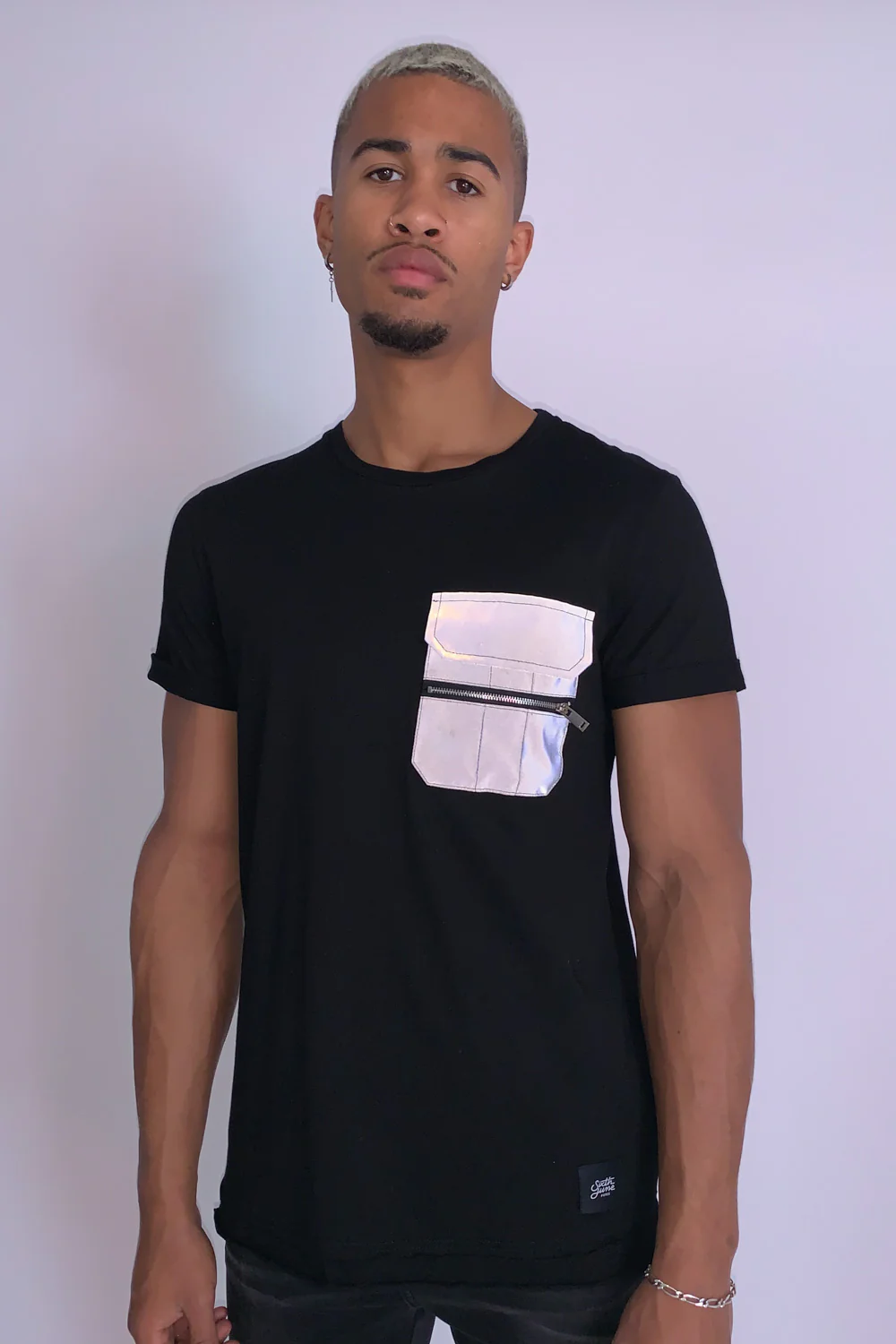 T-shirt poche réflechissante noir - Image 2