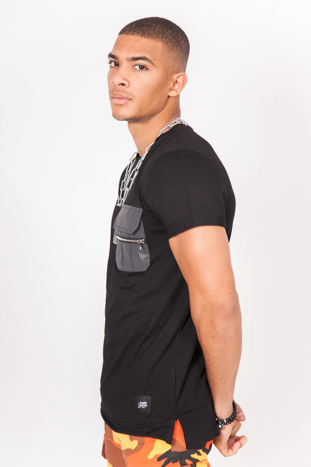 T-shirt poche réflechissante noir - Image 4