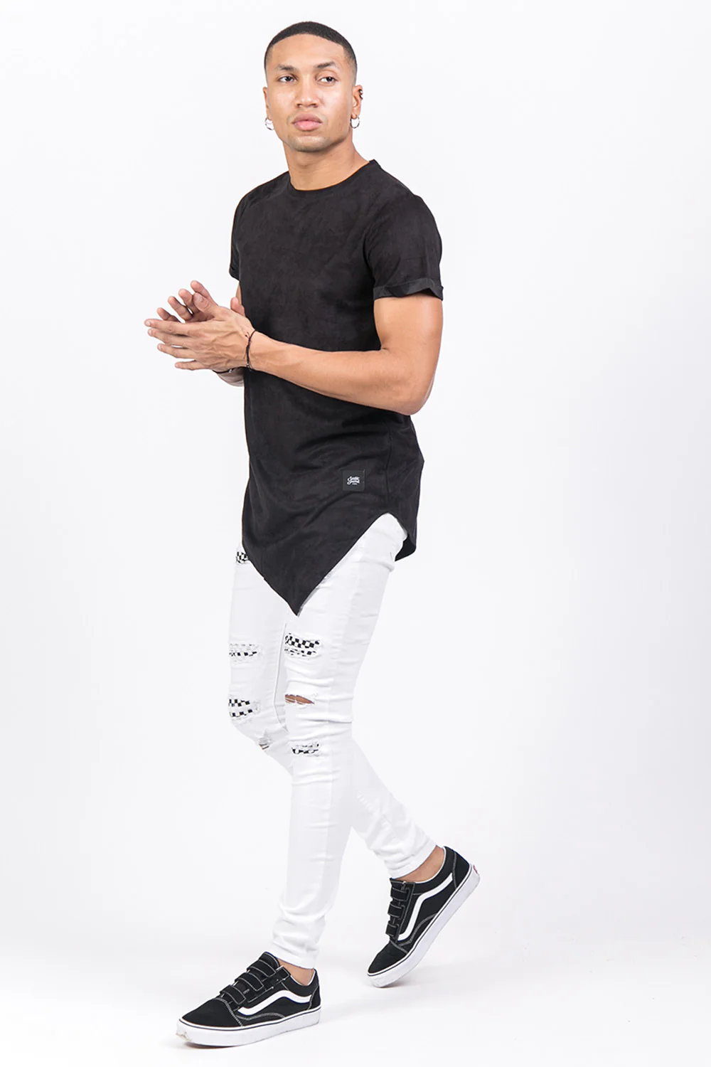 T-shirt pointe suédine noir - Image 5