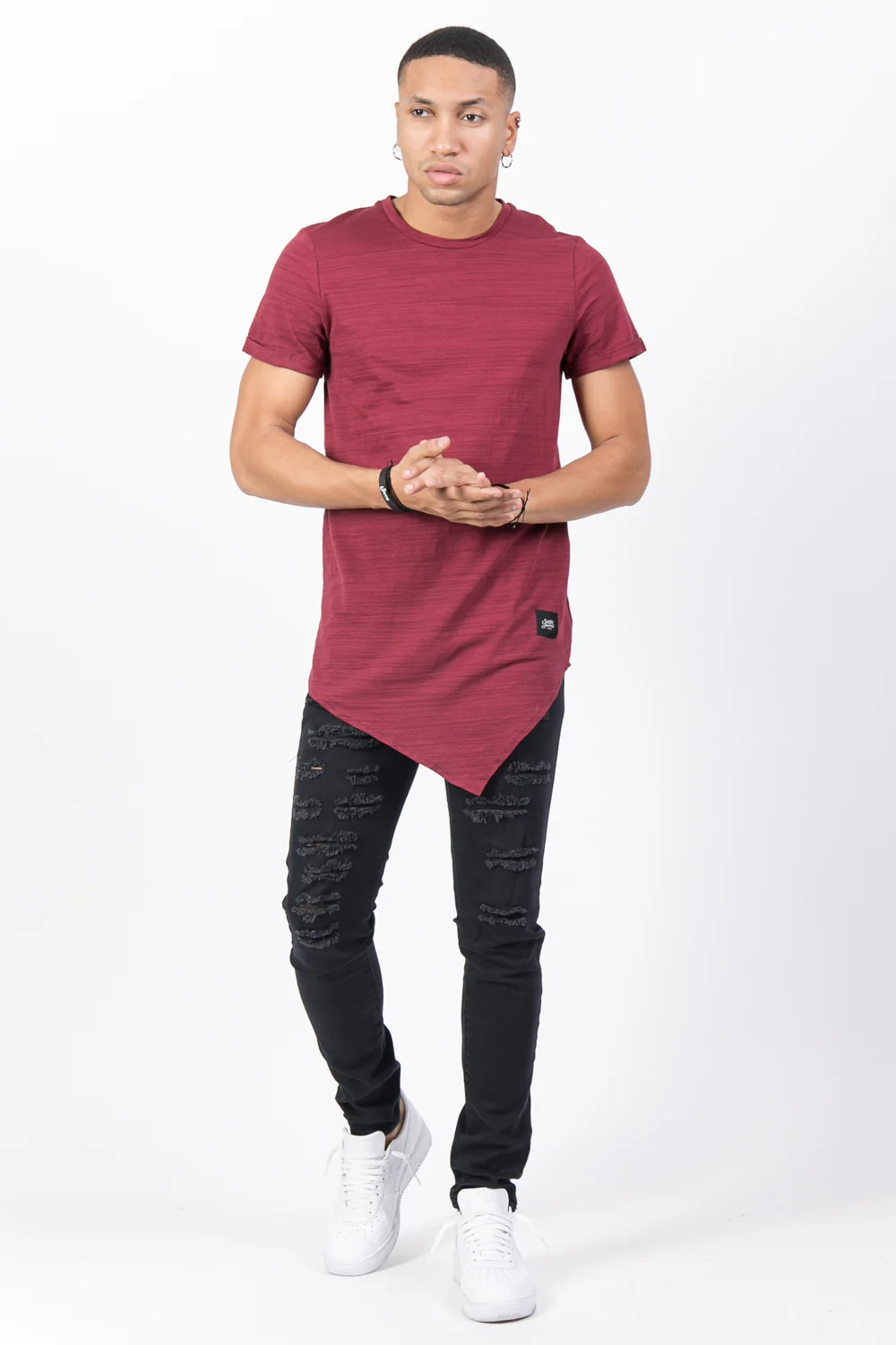 T-shirt pointe texturé bordeaux - Image 2