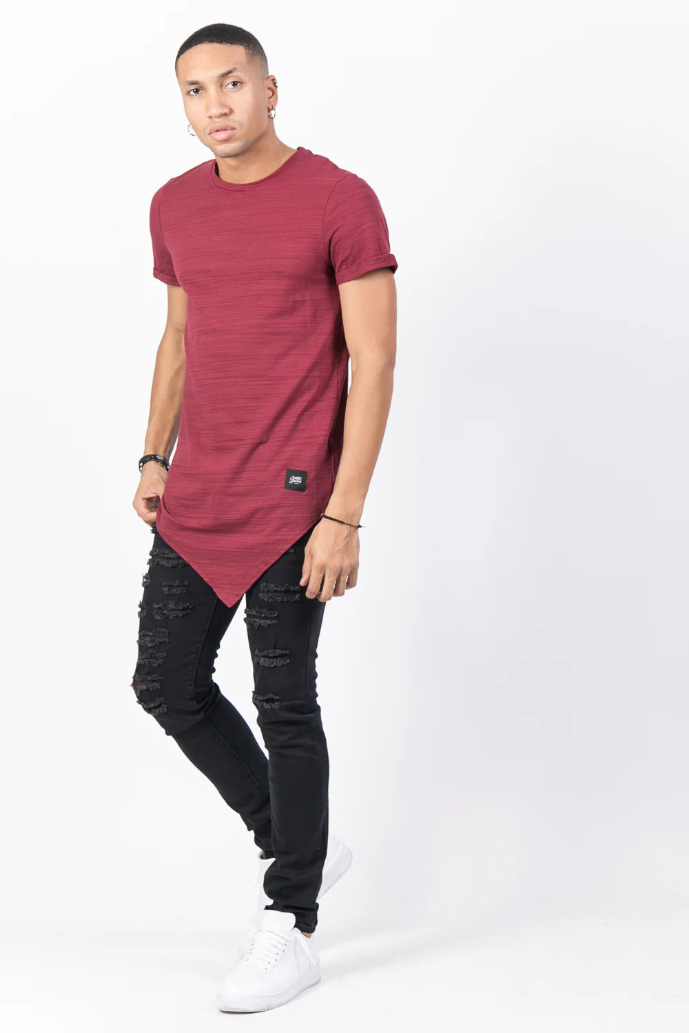 T-shirt pointe texturé bordeaux - Image 4