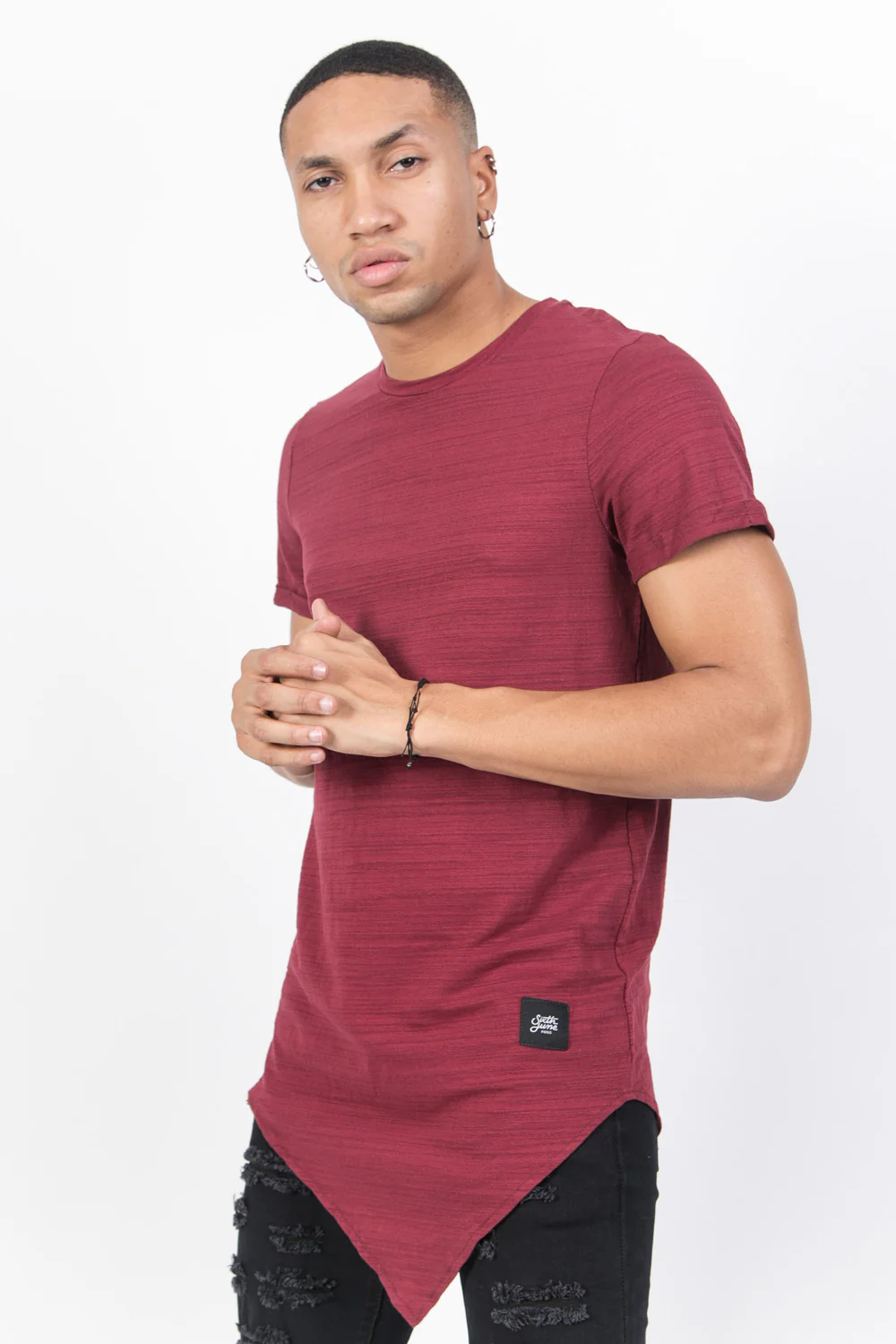 T-shirt pointe texturé bordeaux - Image 5