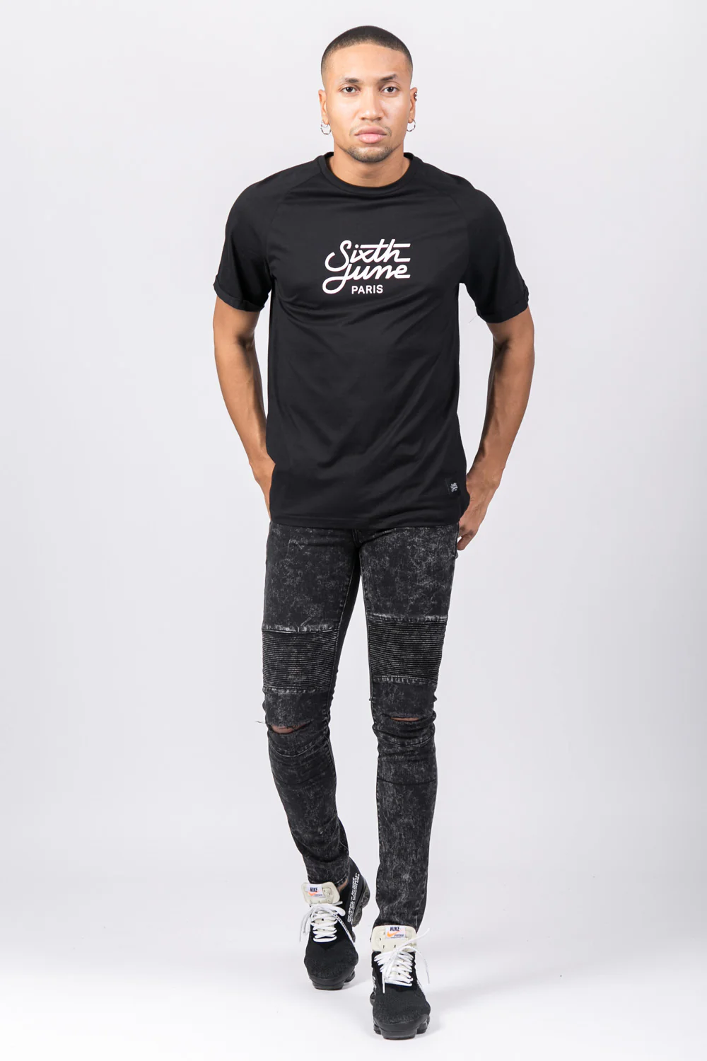 T-shirt raglan logo noir - Image 2