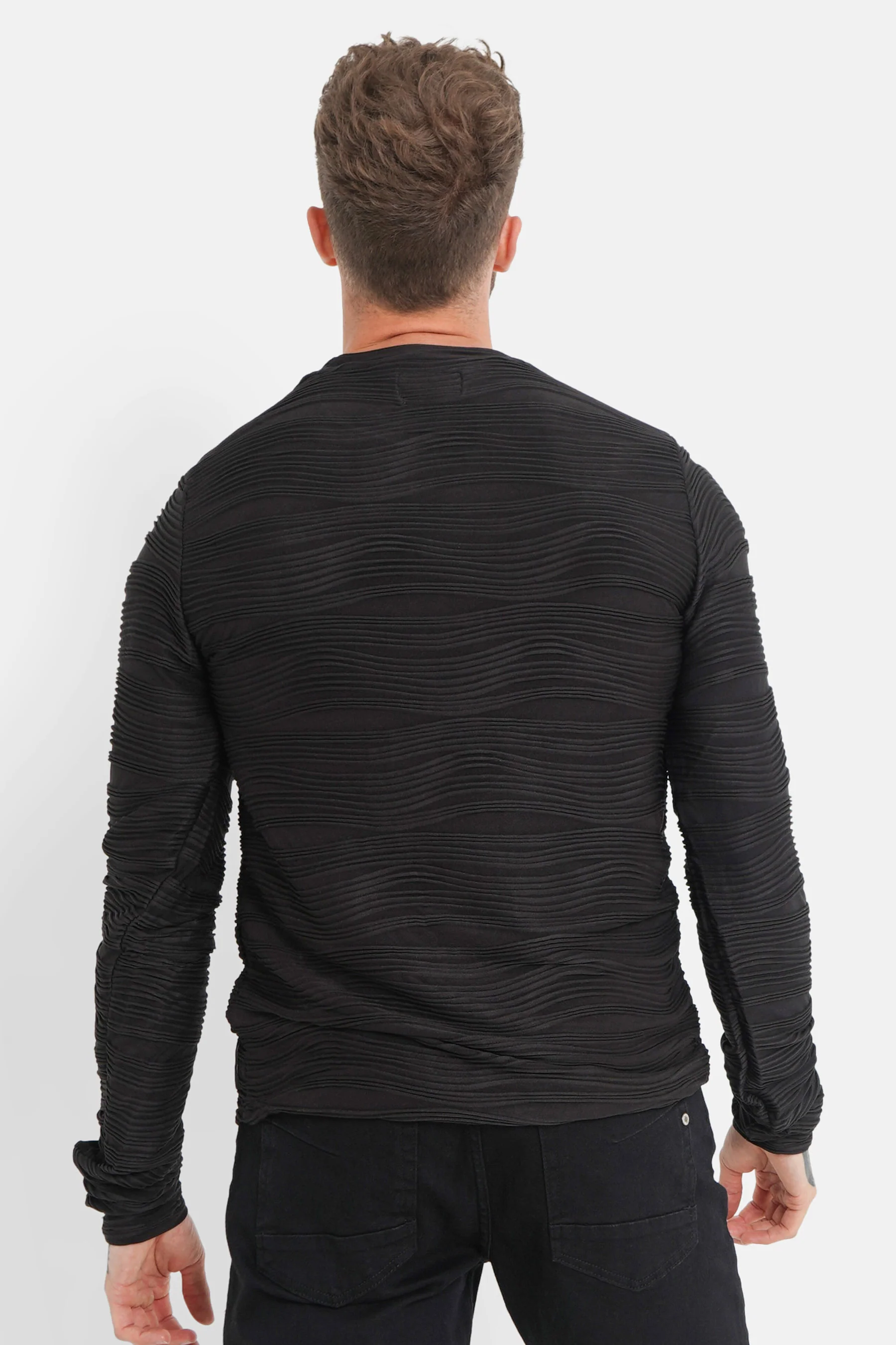 T-shirt relief vagues Noir - Image 5