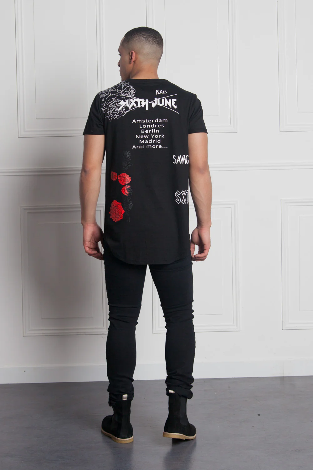 T-shirt rock flock print black M2515VTS - Image 4