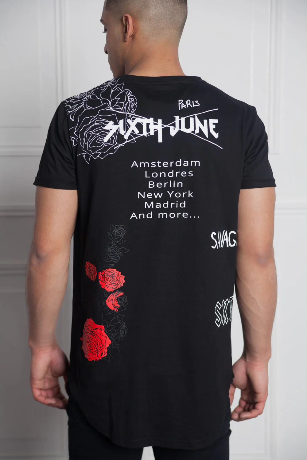 T-shirt rock flock print black M2515VTS - Image 5