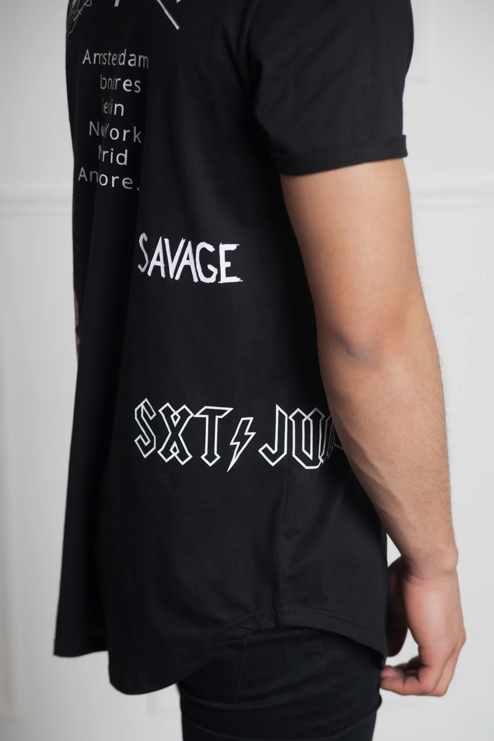 T-shirt rock flock print black M2515VTS - Image 6