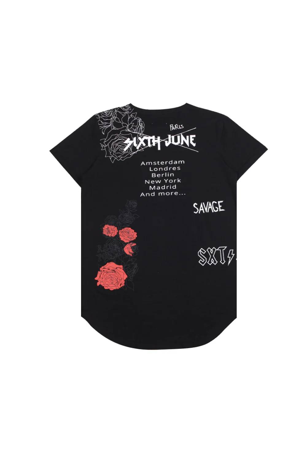 T-shirt rock flock print black M2515VTS - Image 7