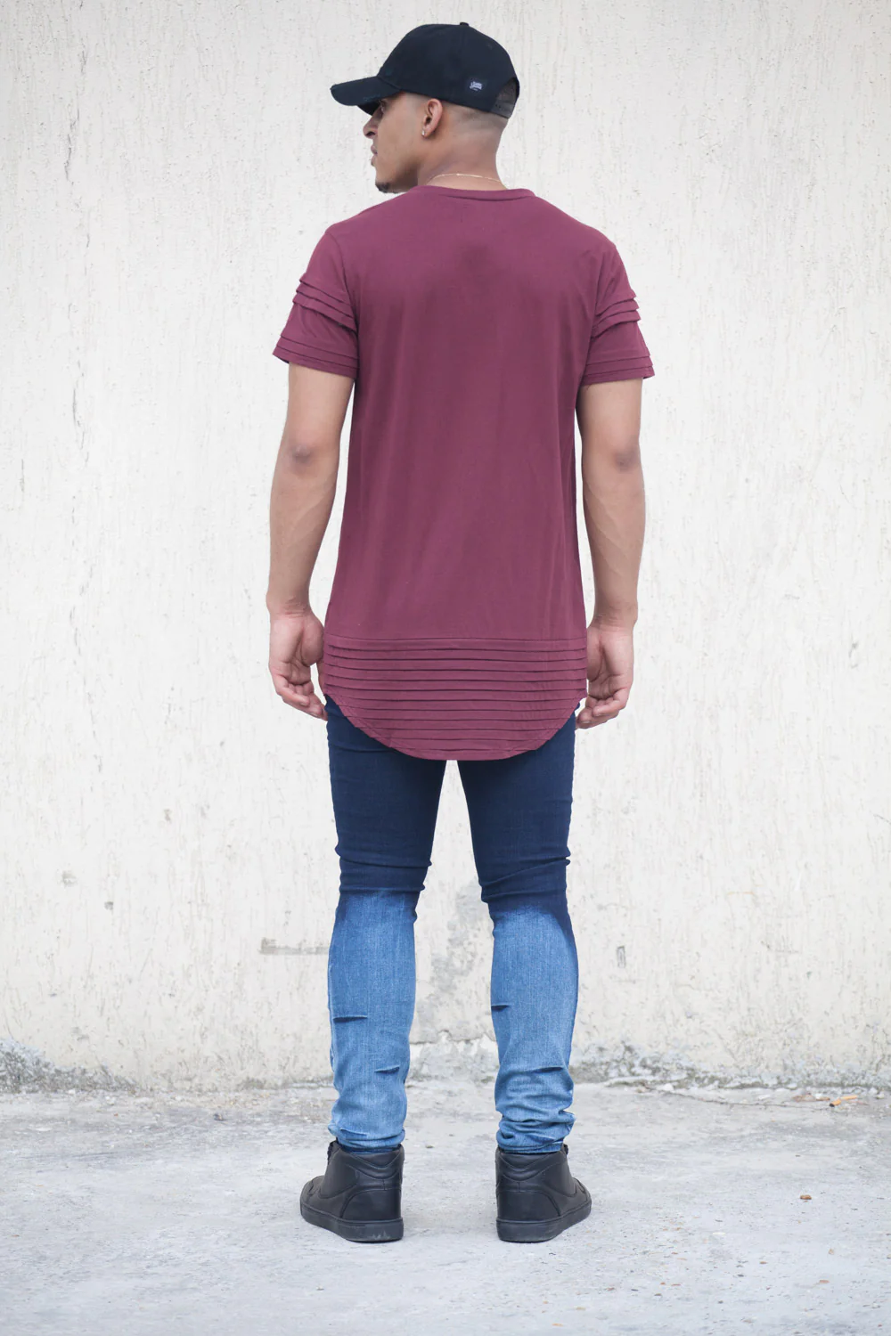 T-shirt bandes relief bordeaux 2125C - Image 3
