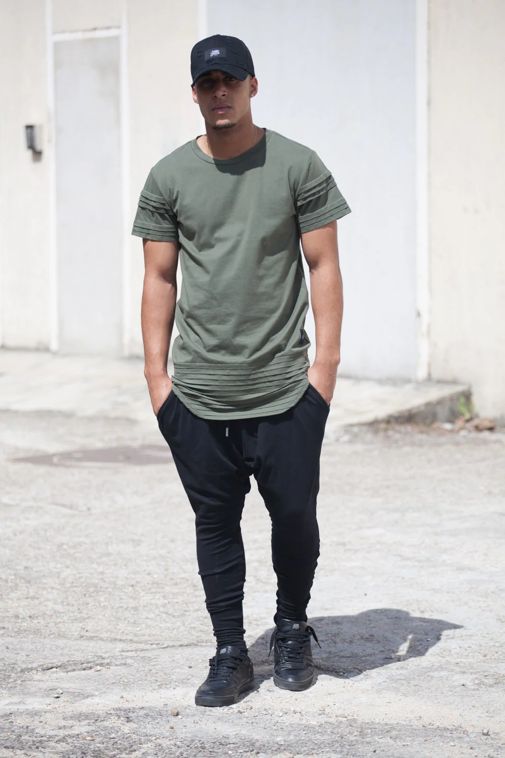 T-shirt bandes relief kaki 2125C - Image 2