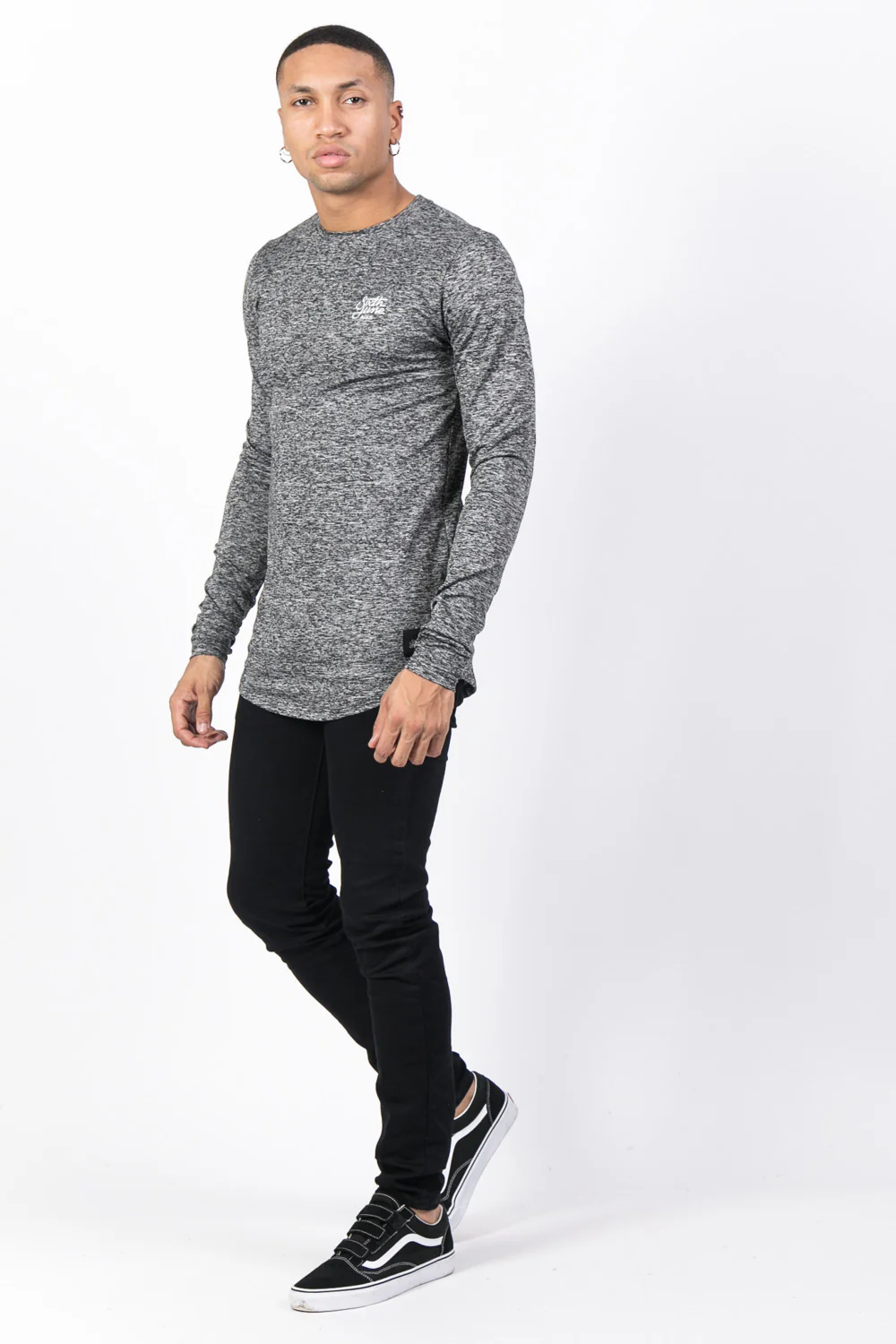 T-shirt stretch chiné manches longues gris foncé - Image 4