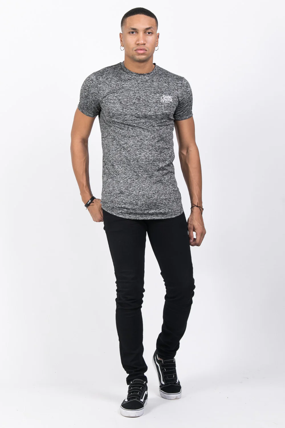 T-shirt stretch chiné gris foncé - Image 2