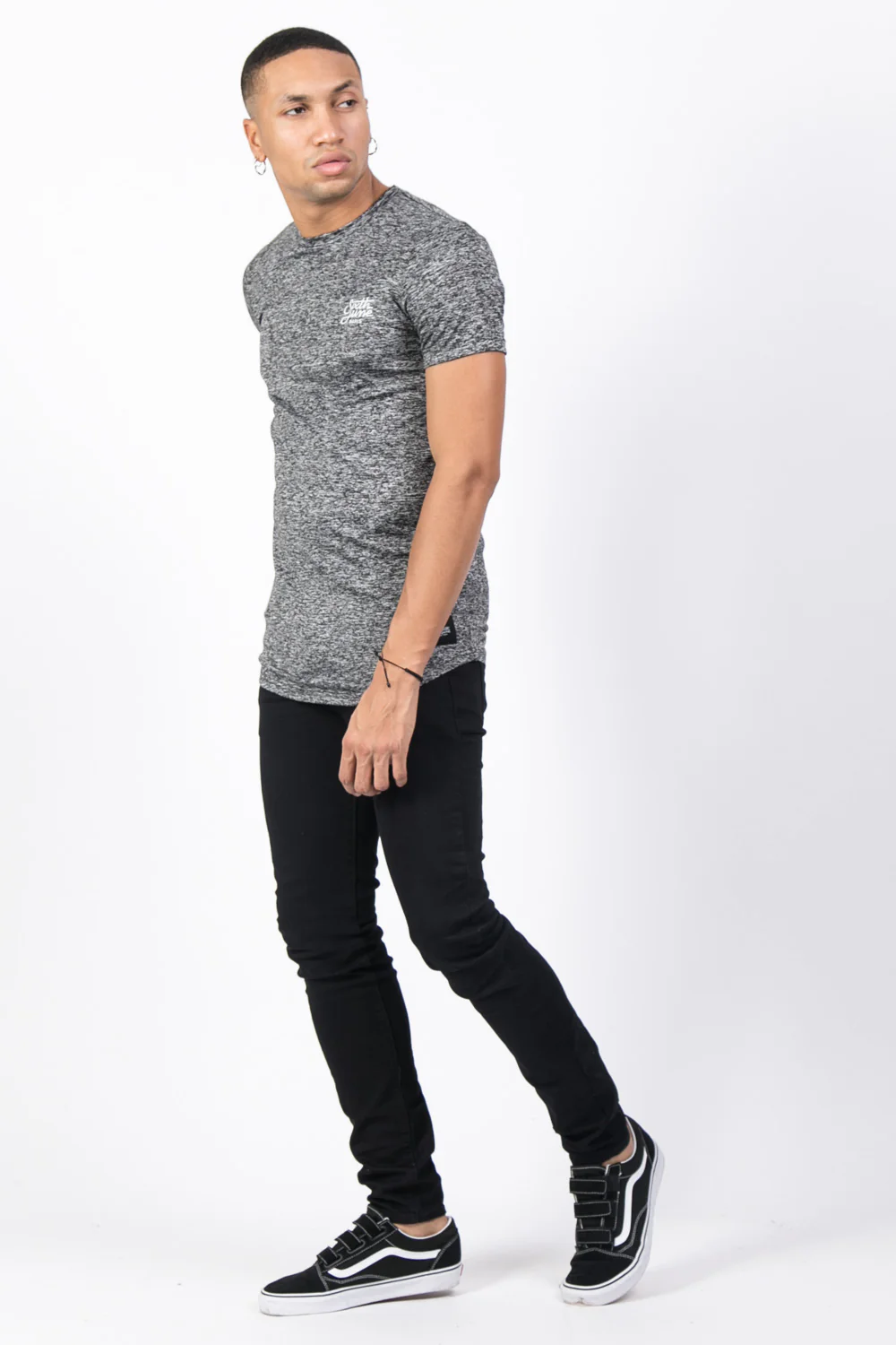 T-shirt stretch chiné gris foncé - Image 4