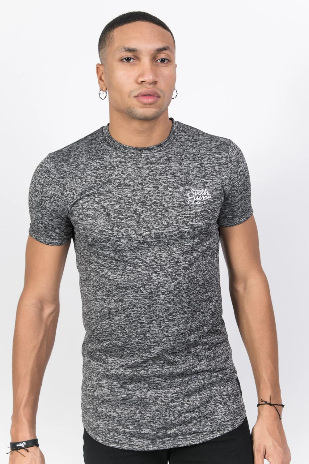 T-shirt stretch chiné gris foncé - Image 5