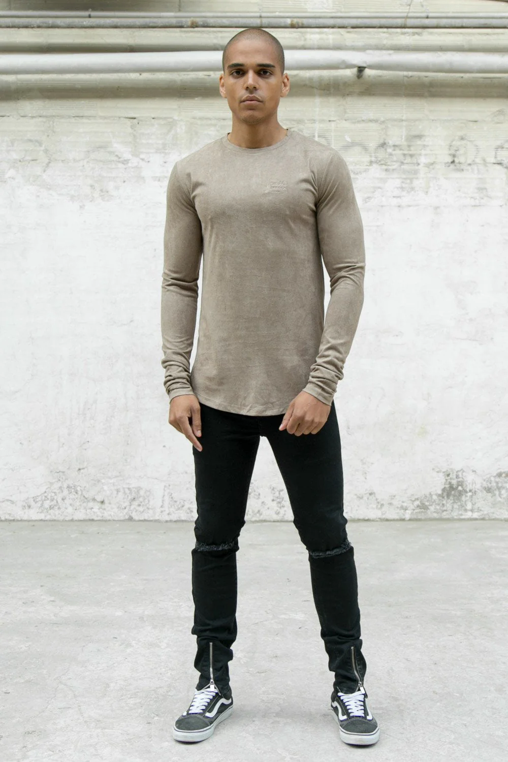 T-shirt suédé zips logo taupe - Image 2