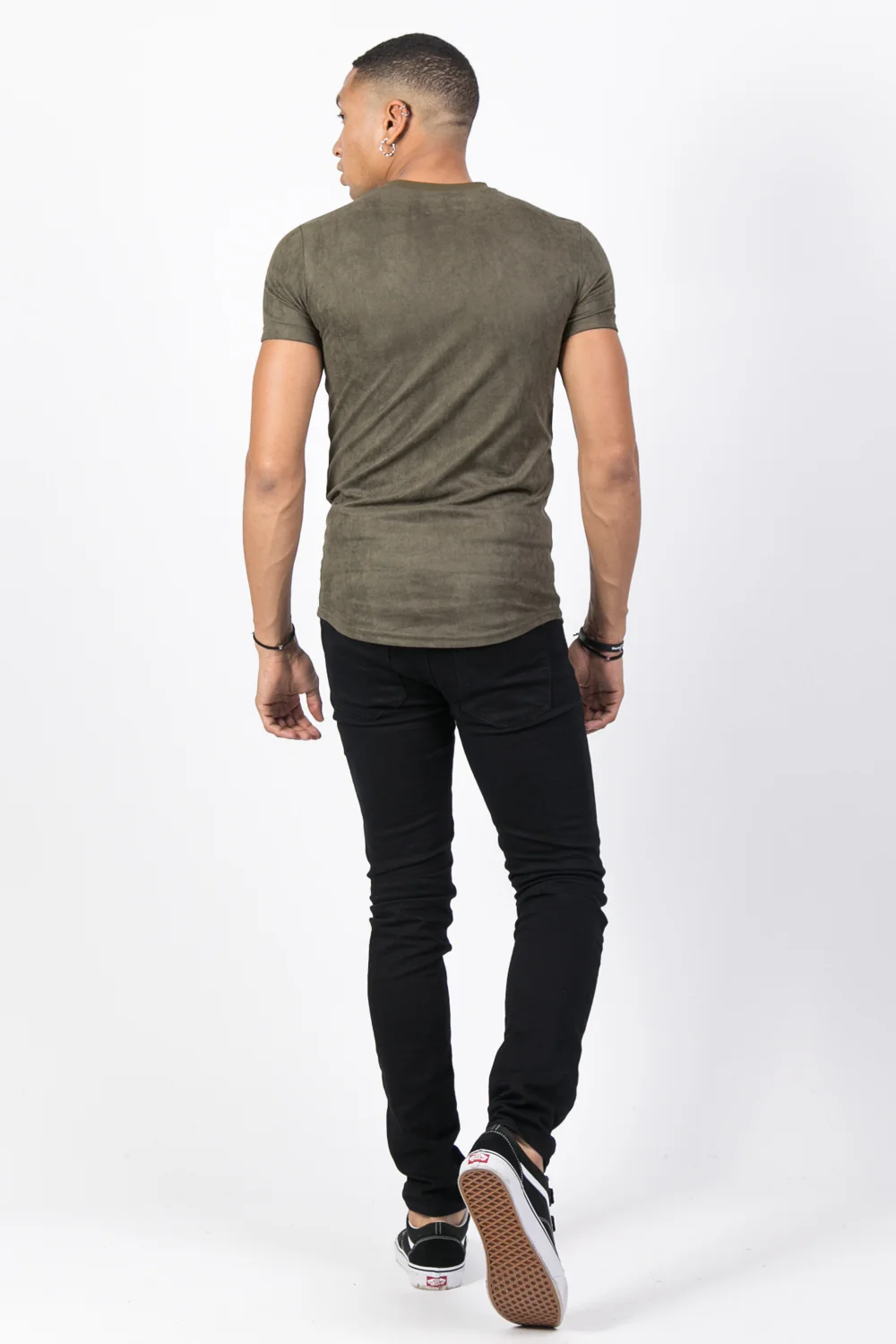T-shirt suédine moulant kaki - Image 3