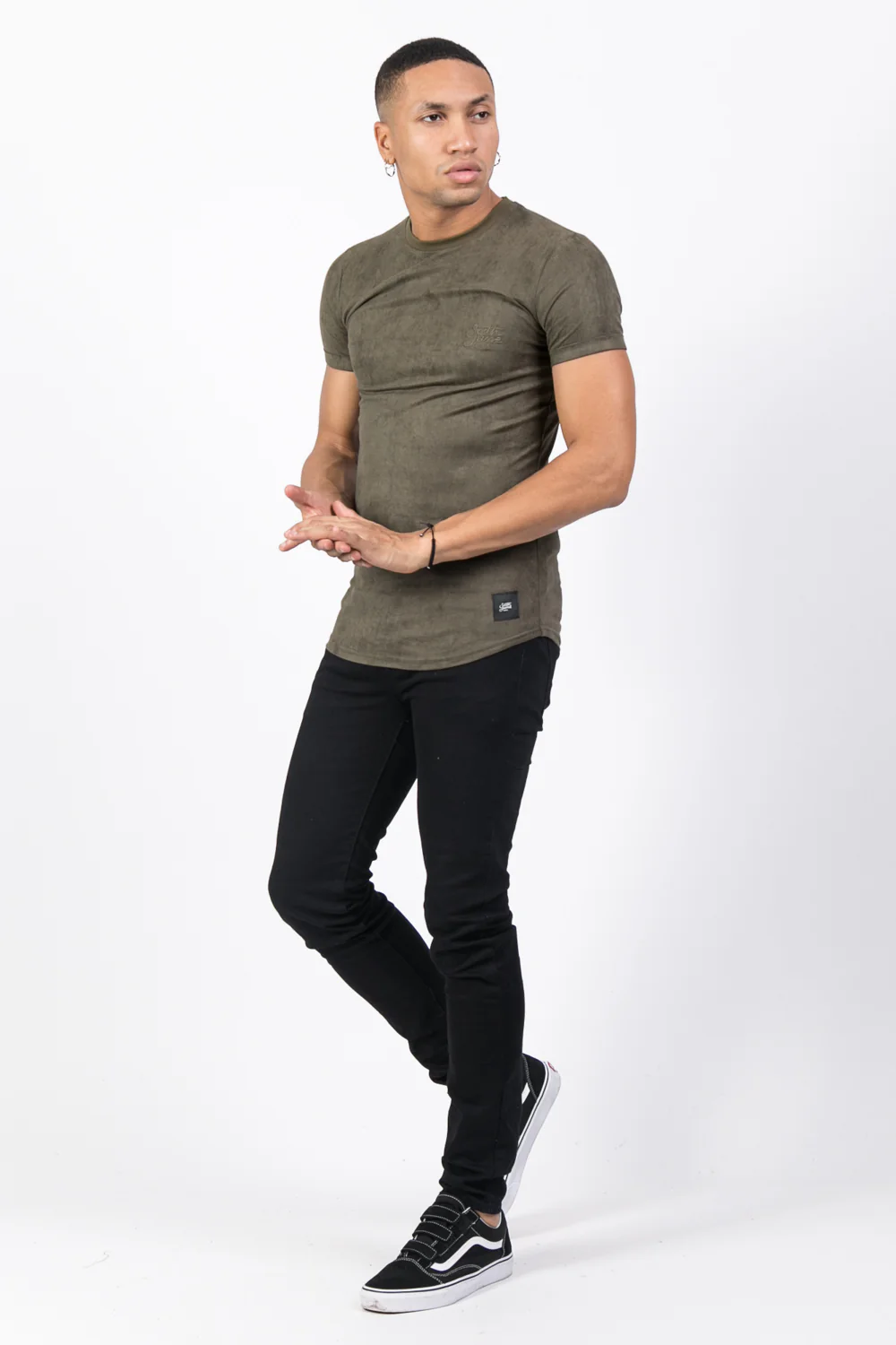 T-shirt suédine moulant kaki - Image 4